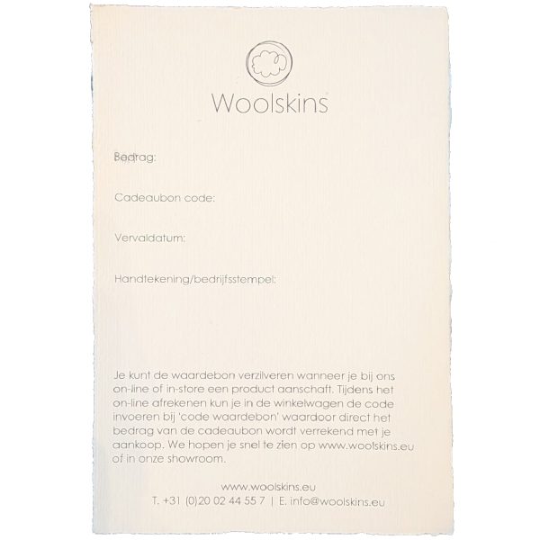 Woolskins cadeaubon Woolskins cadeaubon