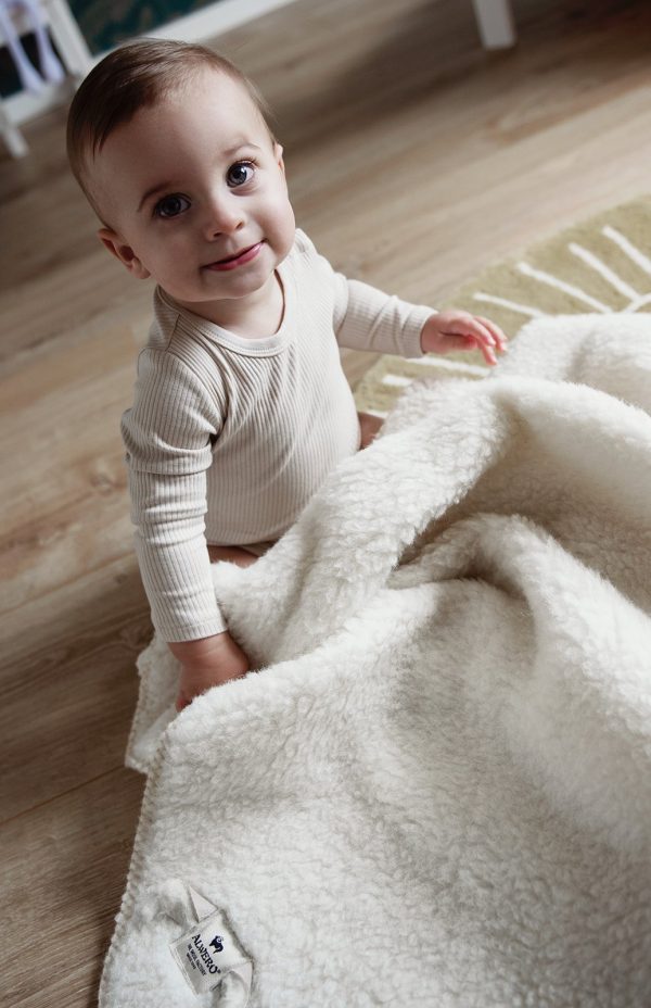 Couverture en laine pour bébé  Wingy Feutré beige - Peaux de laine