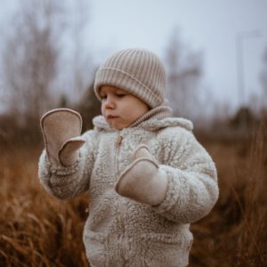 Wollen baby handschoen Woolskins zaffiro