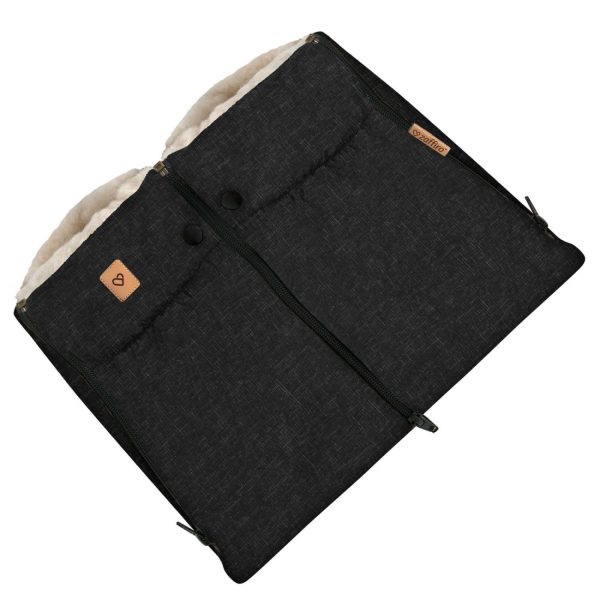Handwarmer wol kinderwagen Woolskins Zaffiro Handwarmers voor Kinderwagen - Zaffiro iGrow 4.0 | Zwart-melange/beige