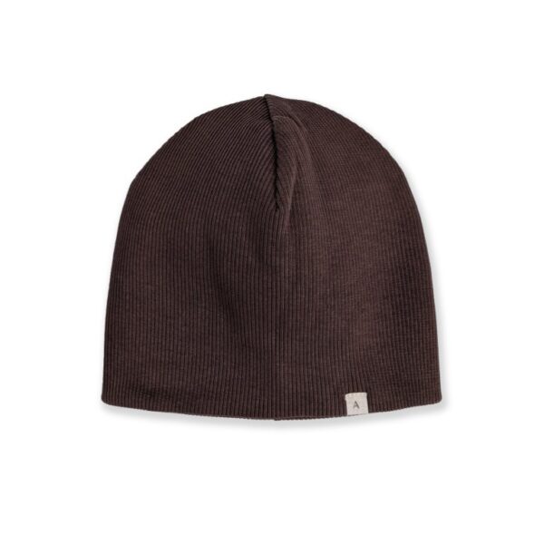 A basic Brand rib beanie Brown - Woolskins